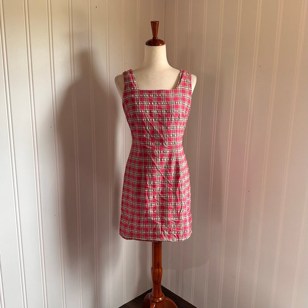 Vintage 90s/Y2K Preppy Pink Plaid Mini Dress 10